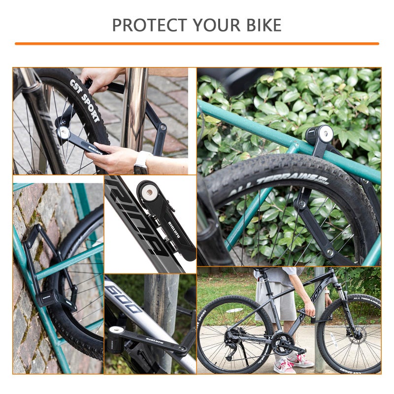 BIGLUFU Bike Lock Bicycle Scooter Motorcycle Folding Locks with 4Keys, Fold Chain Heavy Duty Alloy Steel Foldable Lock with Mounting Bracket 2pc Straps, 86cm/34 Unfolding, 1.92 lbs - Image 5